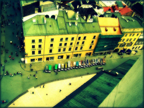 Kraków. Rynek Główny - widok z wieży Bazyliki Mariackiej #Kraków #Rynek #BazylikaMariacka #WieżaMariacka