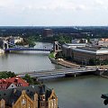 Wrocław - KATEDRA Św. Jana Chrzciciela - Punkt widokowy - MOST POKOJU na pierwszym planie, powyżej URZĄD WOJEWÓDZKI i MOST GRUNWALDZKI