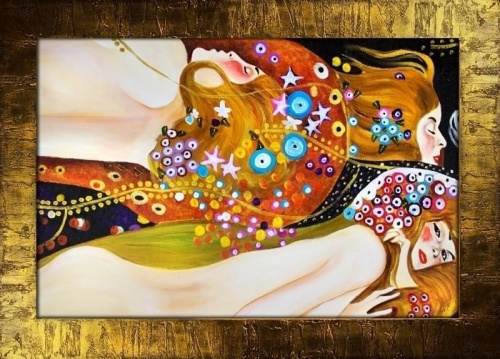 Gustav Klimt - Wasserschlangen-107x77cm Ölgemälde Handgemalt Leinwand Rahmen Sygniert G00232 cena 159 euro. wysylka 0 euro. malowany recznie