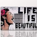 Banksy-Life is Beautiful - 90x60cm Leinwand Kunstdruck Graffiti dzial reprodukcja czyli wydruk cena 39,99 euro wys 0e prosze na jednej aukcji wystawic 2szt