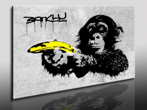 Banksy-Banane - 70x50cm Leinwand Kunstdruck Graffiti dzial reprodukcja czyli wydruk cena 29,99 euro wys 0e wystaw 2szt