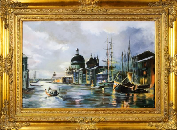 Venedig- Museumsqualität-Ölgemälde handgemalt Rahmen Sygniert 120x90cm, G16375. 299 euro,wys - 0 euro. #wenecja