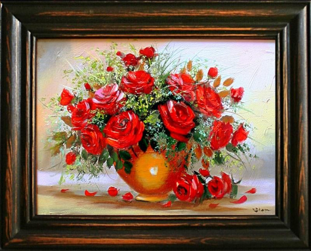 Tytul : Rote Rosen- Ölgemälde handgemalt Rahmen Sygniert 47x37cm, G03784.
69 euro, wys - 0 euro. #kwiaty