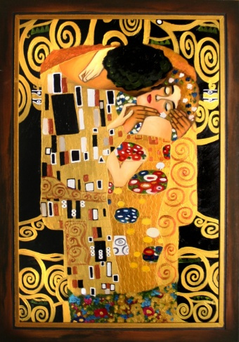 Gustav Klimt-Der Kuss-105x75 Ölgemälde Handgemalt Leinwand Rahmen Sygniert,cena 189e